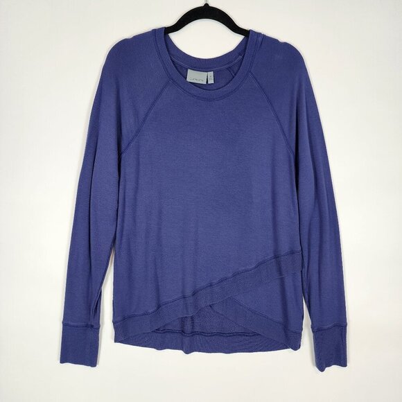 Athleta Criss Cross Sweatshirt Lightweight Cozy Layer Sweatshirt Marl Grey Blue - Picture 3 of 10